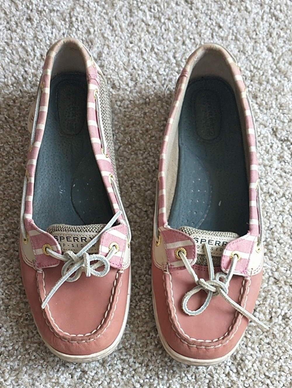 Sperry Pink & Cream Striped Boat Shoes Sperry